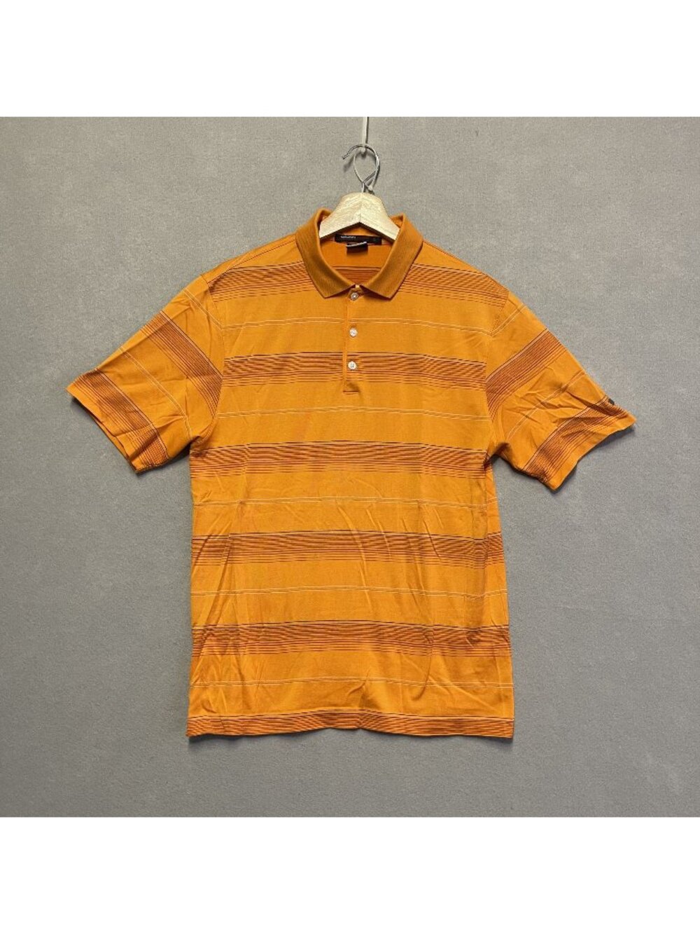 Nike Tiger Woods Collection Orange Dri-Fit Striped Polo Shirt Mens Small
